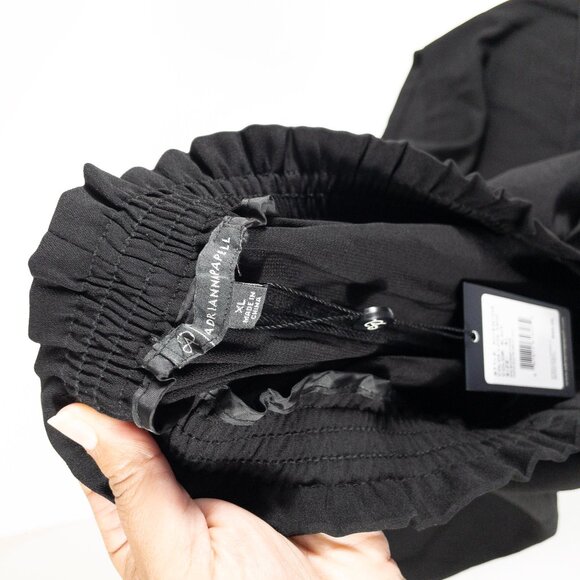NWT Adrianna Papell Black Wide-Leg Elastic Waist Pants XL Paper Bag Tie Waist - Picture 6 of 10